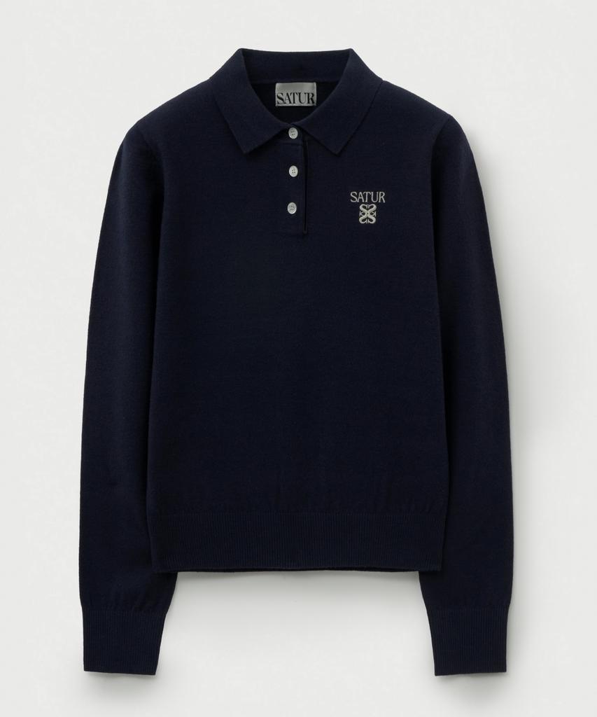 Seteo (W) Basic Polo Knit Navy