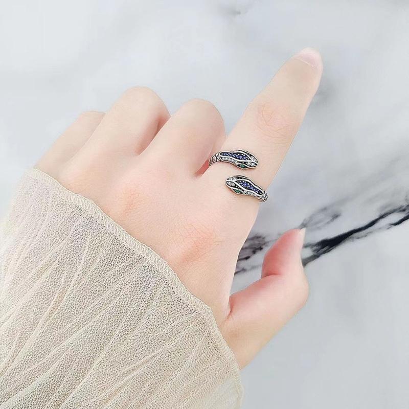Mode Offene Ringe Vintage Schlangenring Legierung Stapelringe Verstellbarer Tier Fingerring Punk Schmuck für Männer Frauen