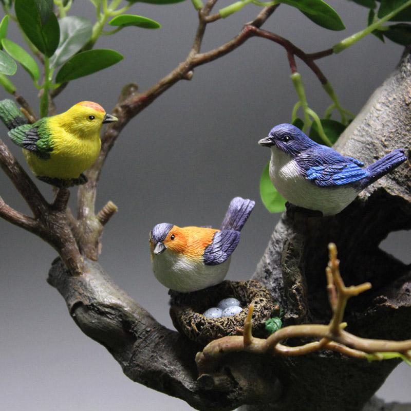 4Pcs Mini Bird Figure Model Cartoon Resin Crafts Diy Plant Bonsai Figurines Fairy Garden Dollhouse Miniatures Decor