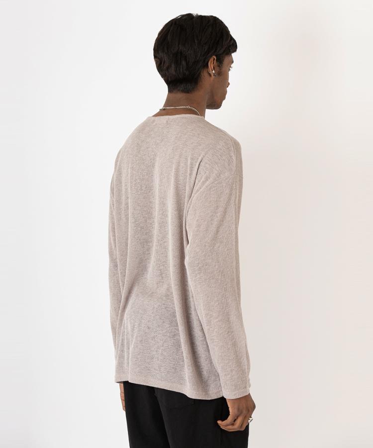 Seuteulaikeu Drop Shoulder Loose Fit Linen T-Shirt (Beige)