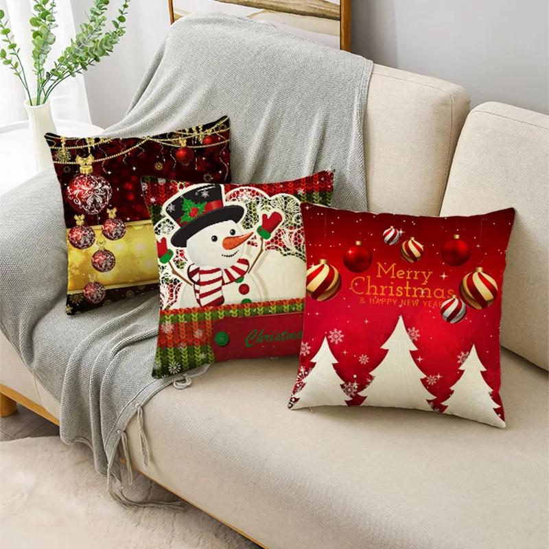 Decorazioni per la Casa Natale Nordico Rosso Stampato Federa in Poliestere per Soggiorno Camera da Letto funda de almohada