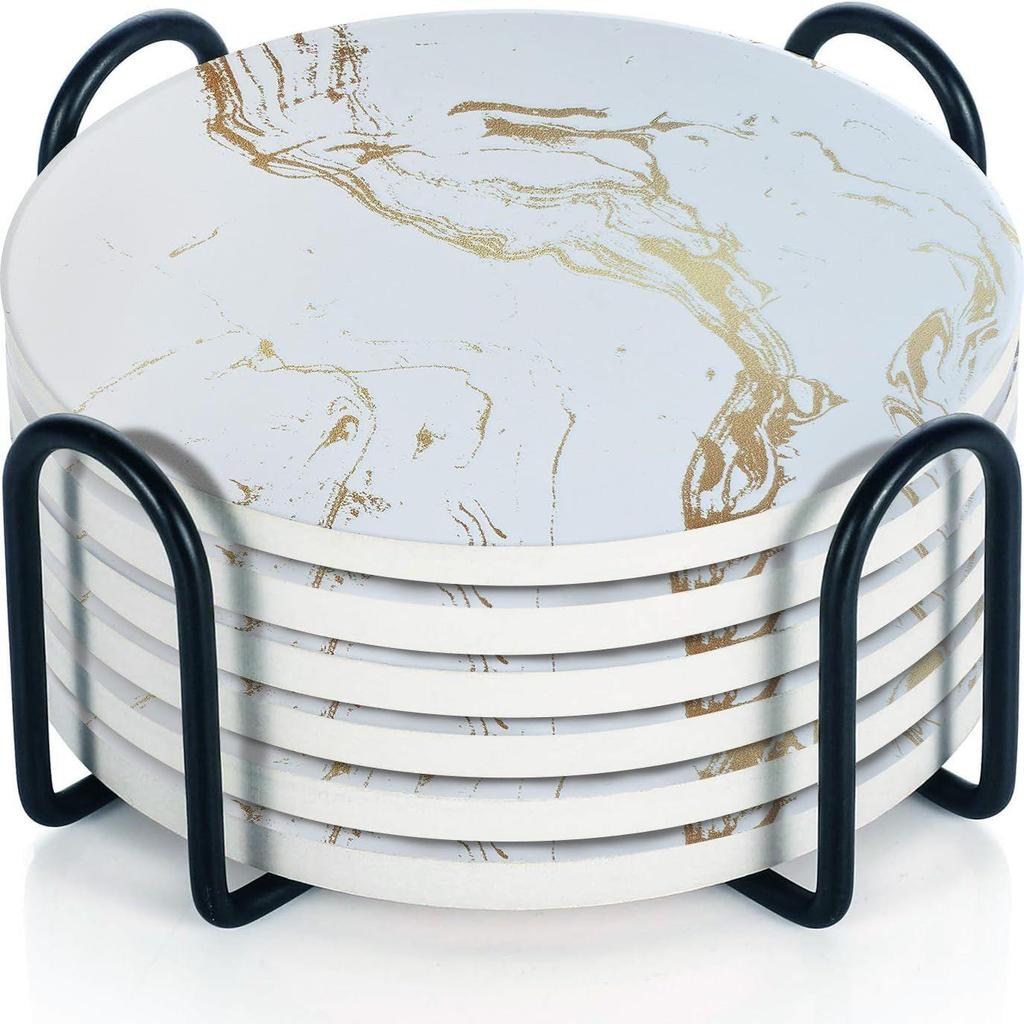 Ceramic Coasters with Matt Finish On Top & Cork Base | Coasters for Cups Set of 6 |