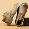 Retro Outdoor Work Ankle Boots for Men Fashion Casual Autumn Winter Cow Leather Boots Male New Designer Platform Shoes Man