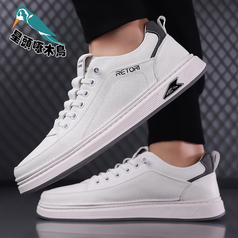 White men's shoes 2025 new men's casual sports little white shoes one pedal lazy board shoes