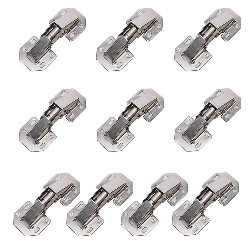 4/10PCS 90 Degree Steel Cabinet Hinges No-Drilling HoleHydraulic Buffer Hinge Kitchen Cabinet Cupboard Hinges Furniture Hardware