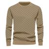 Men's Autumn/Winter Heavyweight Jacquard Checkered Crew Neck Long-Sleeved Sweater