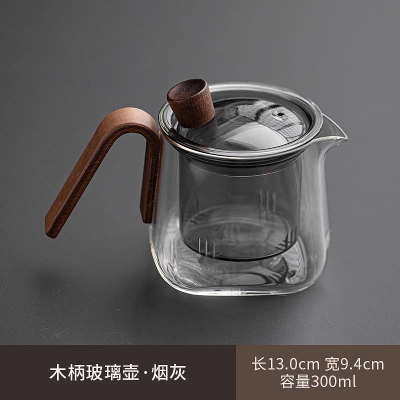 Set Scaldino Quadrato in Legno di Noce Teiera con Manico Laterale in Vetro per la Casa Base Riscaldante per Infusione Tè Bollitore per Tè Cerimonia del Tè Kung Fu