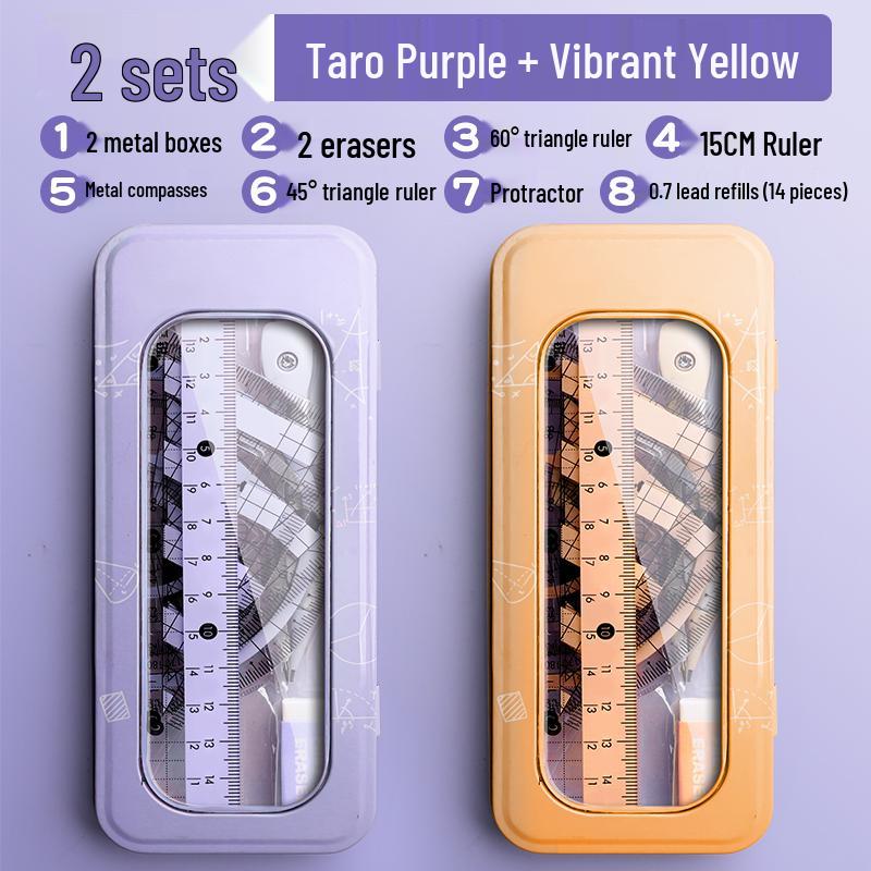 Student Geometry Ruler Set for Elementary to Junior High - Includes Compass, Triangle, and Sixth Grade Supplies