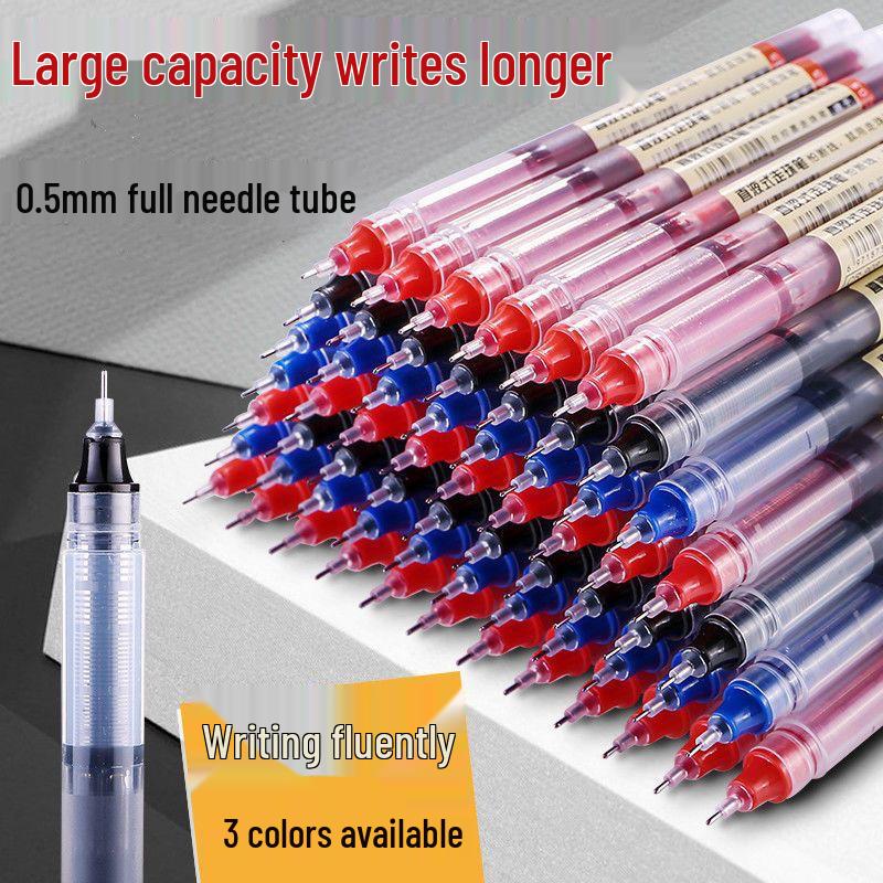 Quick-drying 0.5mm Needle Tip Rollerball Gel Pens for Students - Black and Red.