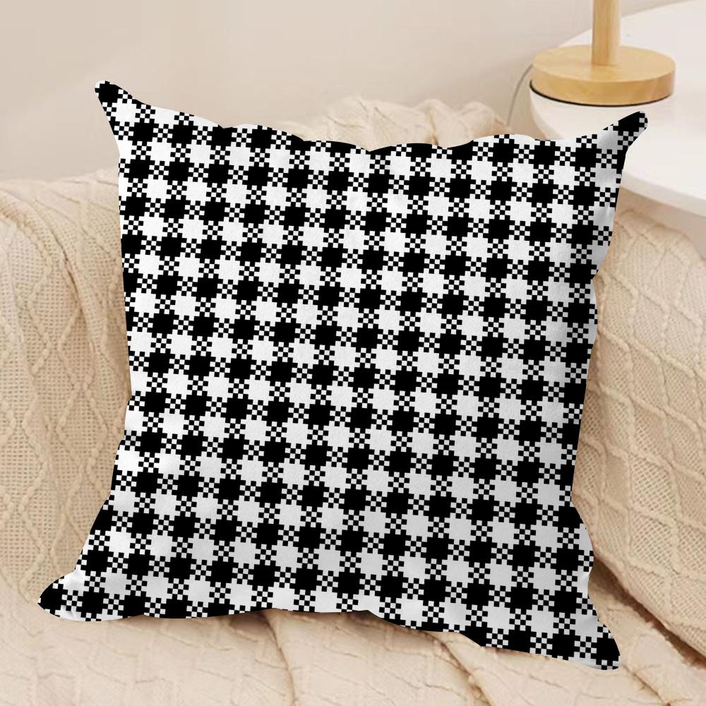 Black and White Style Cushion Cover Soft Plush Fabric DoubleSided Printed Sofa Cushion Cover for All Seasons Home Decor Gift