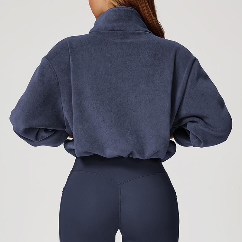 Jacket Stand-up Collar Windproof and Warm Austrian Fleece Drawstring Jacket Women's Running Plus Fleece Sports Jacket