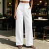 Women's Casual Color Wide Leg Pants Mid Loose Fit for Everyday Wear
