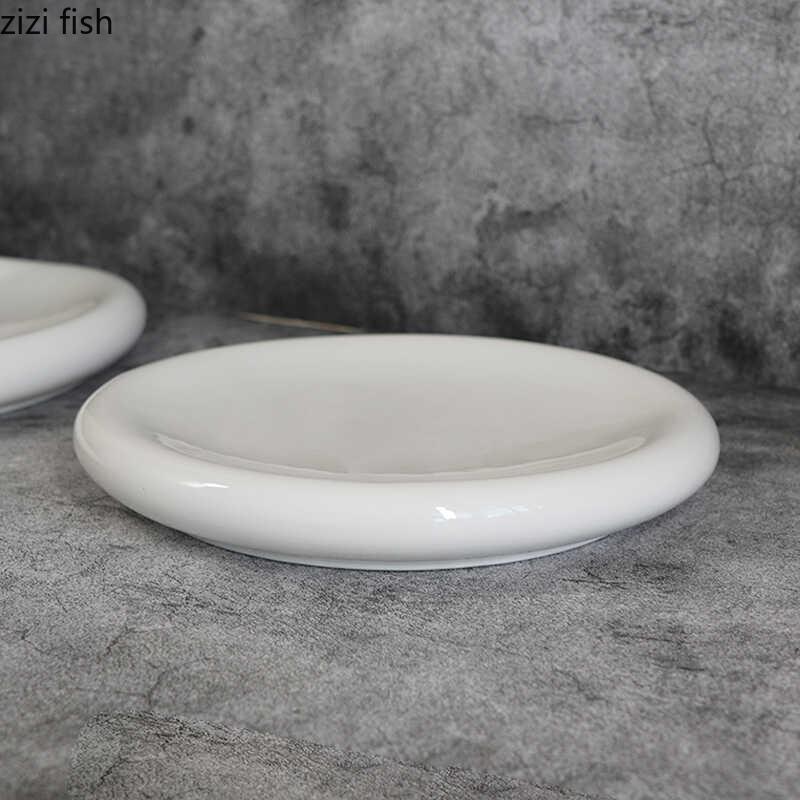 Thickened Ceramic Dining Plate Round Western Style Steak Plates Pizza Pan Serving Plate Sushi Plates Dessert Bowl Fruit Dish