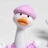 PVC Duck Figurine 4Pcs Mini Cartoon Figurines, Cute Polka-dot Pajamas Statues, Miniature Figures Macaron Animal Ornaments for Car Console Desktop