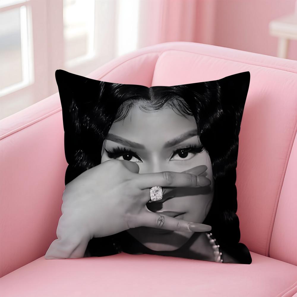 Bold Cool Rap Singer N-Nicki Minaj Cushion Cover Pillowcase Short Plush Invisible Zipper Room Sofa Cushion Cover