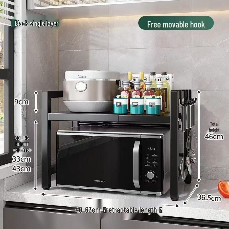 Retractable Kitchen Countertop Shelf for Microwave and Rice Cooker