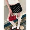 Miu Polka Dot Pure Desire Sexy Stylish Side Zipper Two-Way Mini Culottes Low Waist Slim Looking A- Line Skirt
