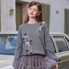 Women's 3D Floral Mesh Panel Loose Sweatshirt