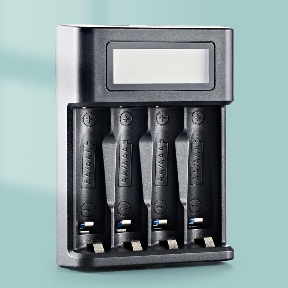 4 Slots LCD Display Smart LCD Charger Independent Slot Fast Charger USB Input for NI-MH /NI-CD AA AAA 1.2V Rechargeable Battery