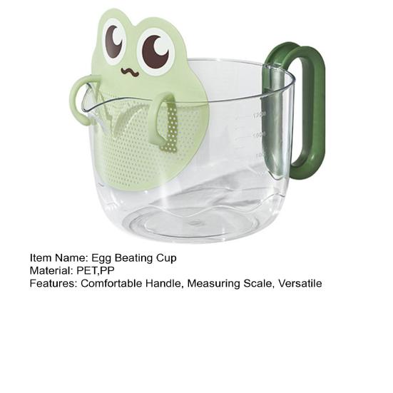 Egg Beating Cup with Handle And Filter Plate Plastic Measuring Cup for Cooking And Baking Kitchen Supplies for Egg Liquid Filtration Fruit Cleaning