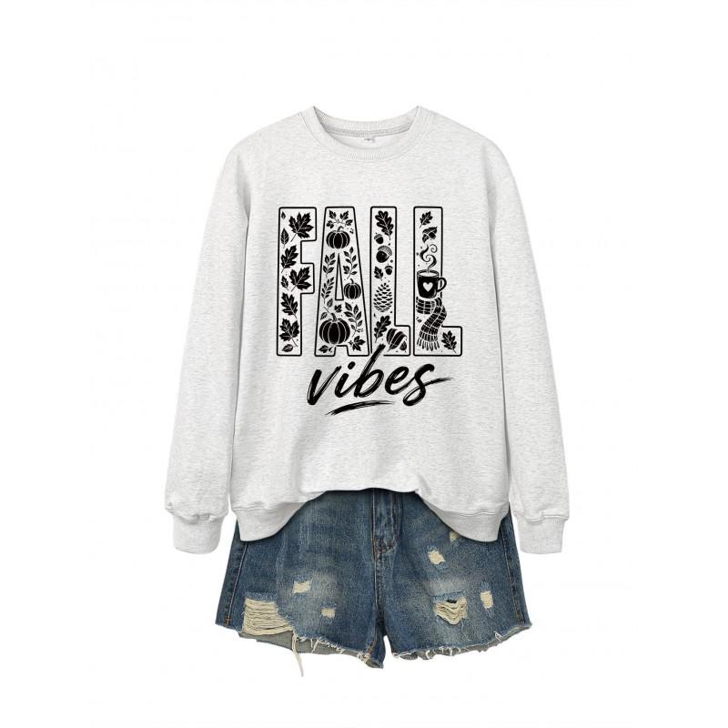 Womens Oversized Cotton Hoodie Sweatshirt Fall Print Graphic Loose Fit Long Sleeve Crew Neck