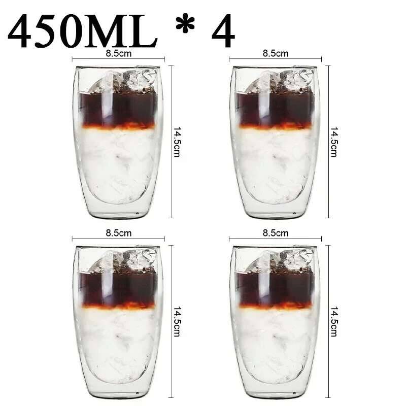 2-6 Stück Doppelwandige High-Borosilikatglas-Tasse Hitzebeständig Tee Milch Espresso Kaffee Saft Wasserbecher Bar Trinkgeschirr Geschenk