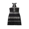 European and American women's clothing heavy industry beads neck tube top small black dress hot diamond slim short party banquet dress skirt