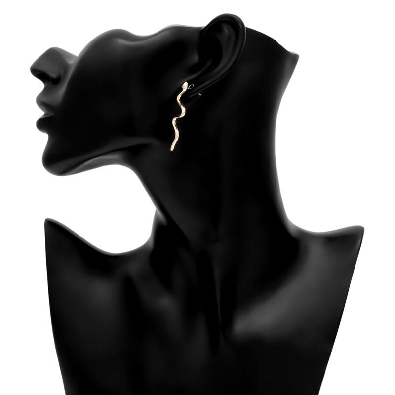 ZRM Snake-shaped Long Earrings Women Girl Simple Punk Femme Pendientes Mujer Party Curved Alloy Geometry Earring Jewelry