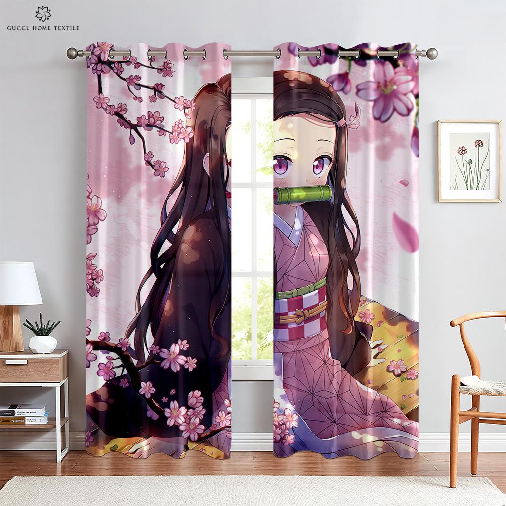 Animation Cartoon Curtains for Children's Room, Kitchen, Living Room, Study, Decorative, Home Decoration, 2 Pcs