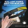 Linterna frontal de inducción LED COB con sensor de batería incorporado, recargable por USB, 5 modos de iluminación, resistente al agua