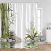 Zen Shower Curtains Black Stone Green Bamboo Lotus Spa Candle Purple Orchid Natural Leaf Bathroom Curtain Meditation Bath Decor
