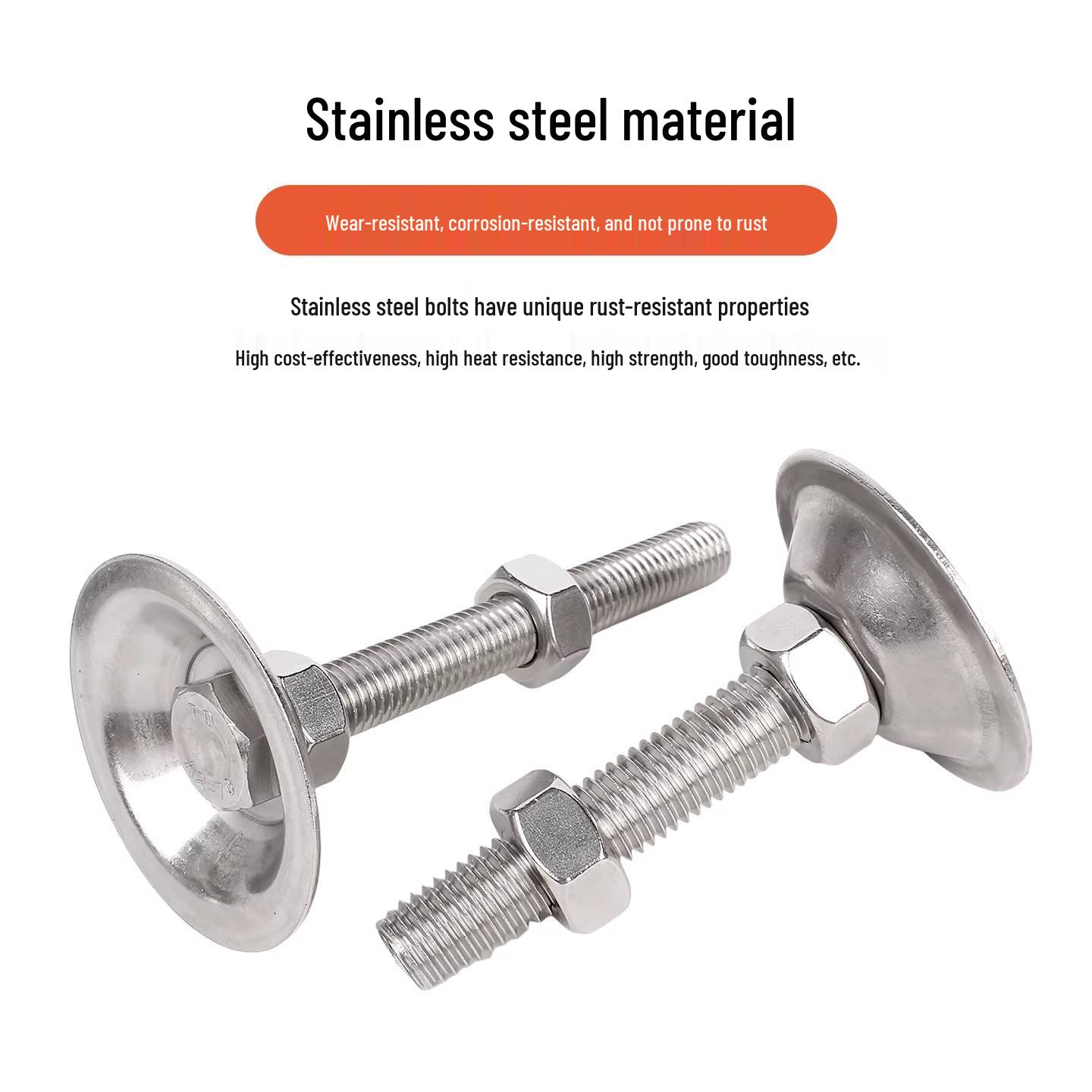 

304 Stainless Steel Adjustable Furniture Feet with Flat Base Support Φ32 M6 120mm [2 sets]