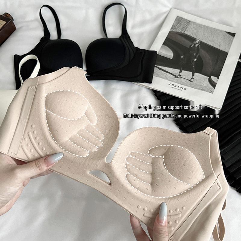 Seamless Wire-Free Push-Up Bra with Palm Cup for Small Bust - Breathable & Gap-Free