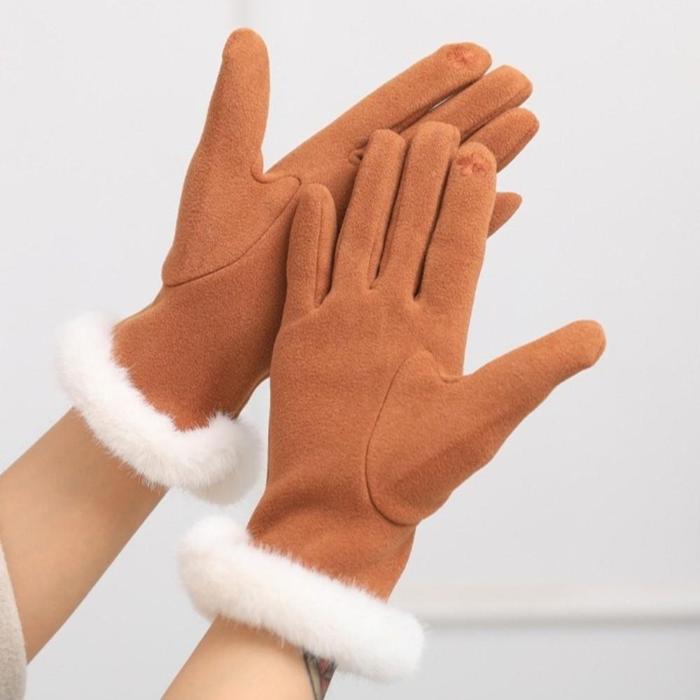 Full Fingers Mittens Solid Color Cycling Mittens Fashion Women Winter Gloves  Outdoor