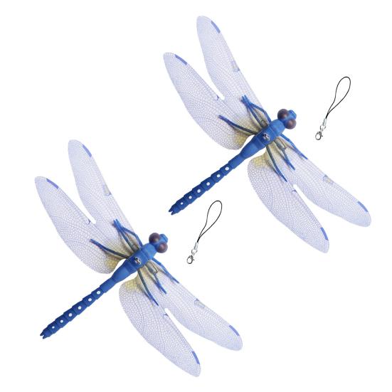 3D Simulation Dragonfly Outdoor Fake Dragonfly with Keychain Artificial Insect Model for Garden Yard Courtyard Patio Flower Beds