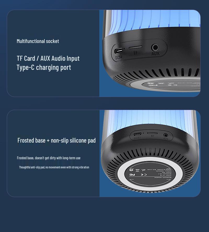 Portable Bluetooth Speaker with Colorful Lights and Card Slot