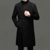 Double-breasted woolen woolen coat men's suit collar mid-length rabbit fur lining winter coat thickened wool windbreaker