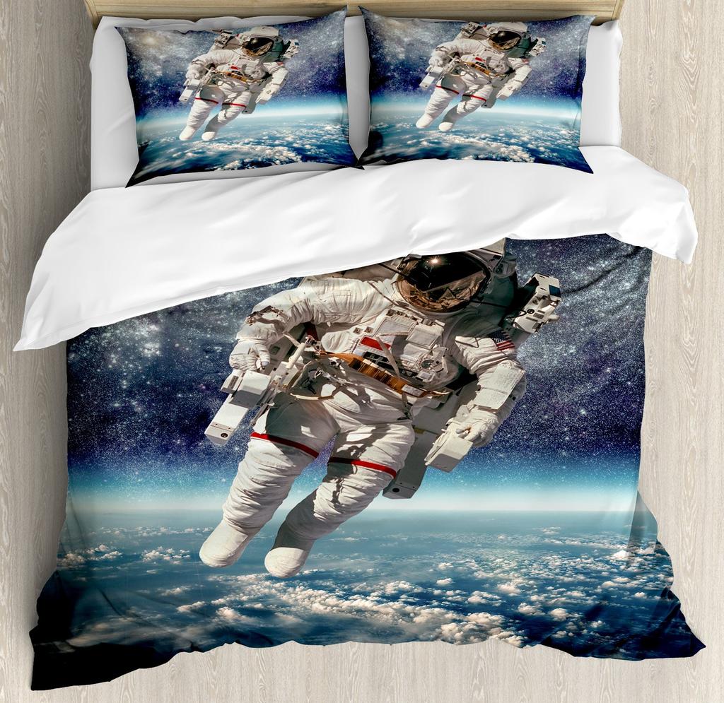 Cartoon Astronaut Galaxy Full Size Comforter Collections For Boys Girls Kids Bedroom Decor Star Bedding Collections Quilt Collection With Pillowcases