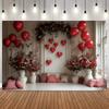 Elegant Dreamy Floral Heart Balloon Photo Backdrop Valentine's Day Wedding Party Photography Background For Portrait Home Decor11