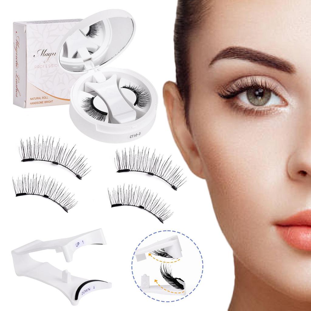 New Magnetic False Eyelashes Set: Colored, Glue-Free, One-Piece Design with Integrated Box.