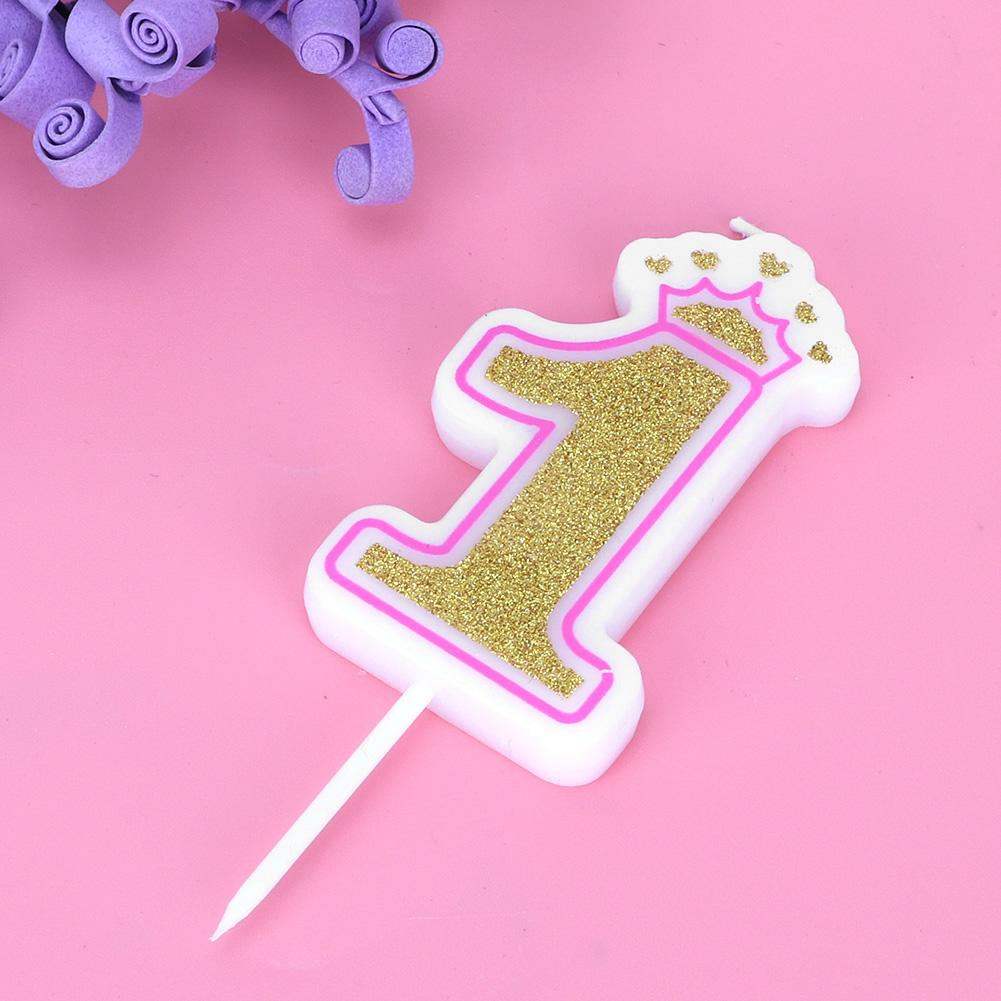 Neue Mädchen Kinder Geburtstagskerze Party Krone Rauchfrei Kuchenkerzen Zahlen Alter 0 8