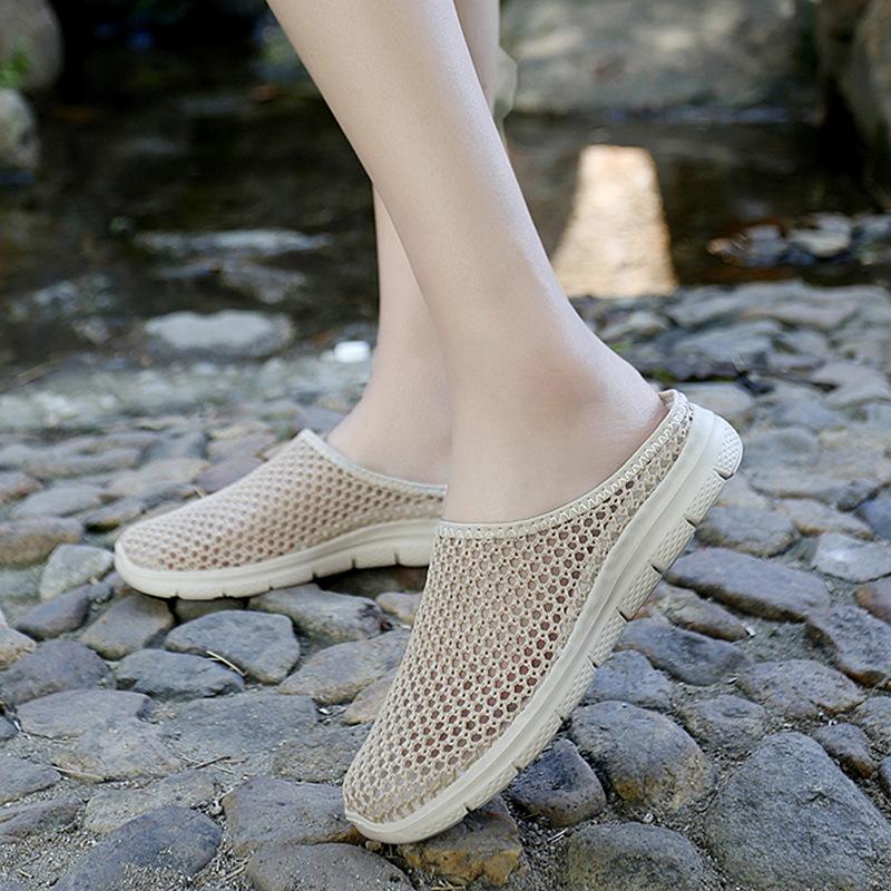Lazy Bag Head Slippers Couple Summer New Fly-woven Breathable Thin Mesh Light Wear-resistant Men's Casual Half Drag