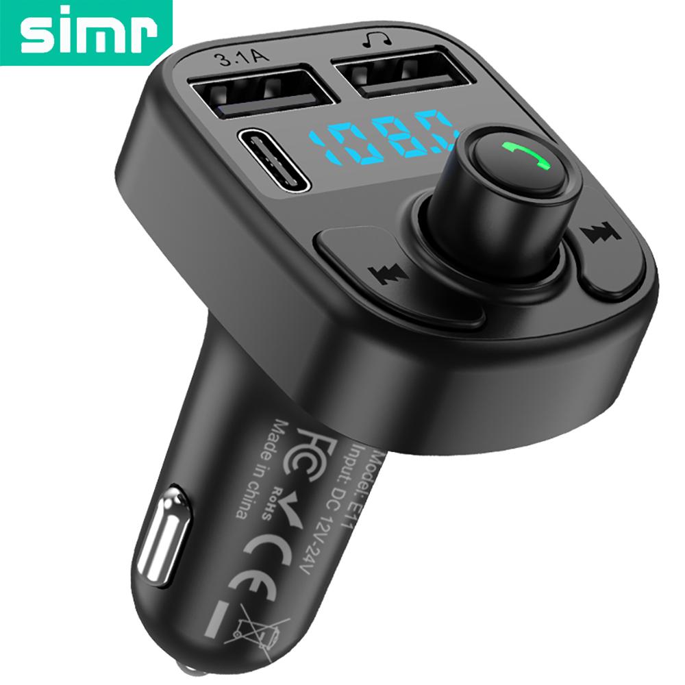 

Bluetooth FM-передатчик USB C Быстрая зарядка Type-C Dual USB Автомобильное зарядное устройство для телефона Handsfree Car Kit MP3-плеер FM-модулятор Music Pl чёрный