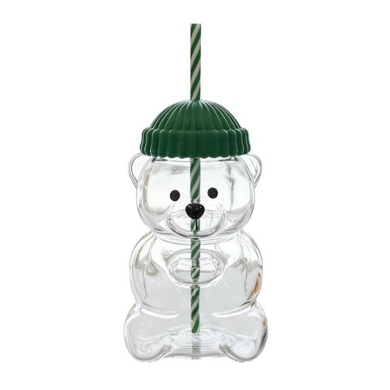 Bear Straw Cup Cute Coffee Mug 20oz Fun Glass Cups for Coffee Milk Tea Juice Thermal Resistant Glassware for Parties Home Office