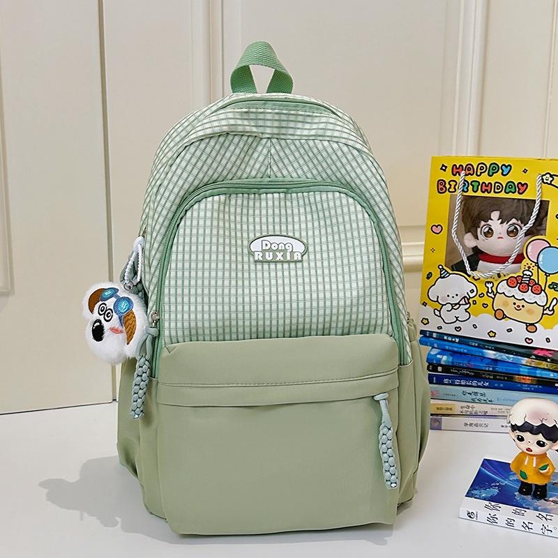 School Bag High Value Ins Cute Plaid Big Light Casual School Bag Large Capacity Commuter Girl Backpack