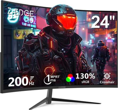 Z-EDGE UG24 Curved Gaming Monitor - FHD 1920x1080 - 24 Inch- 200Hz - MPRT 1ms - 300cd/m² - HDMI 2.1 & DisplayPort 1.4 - Black