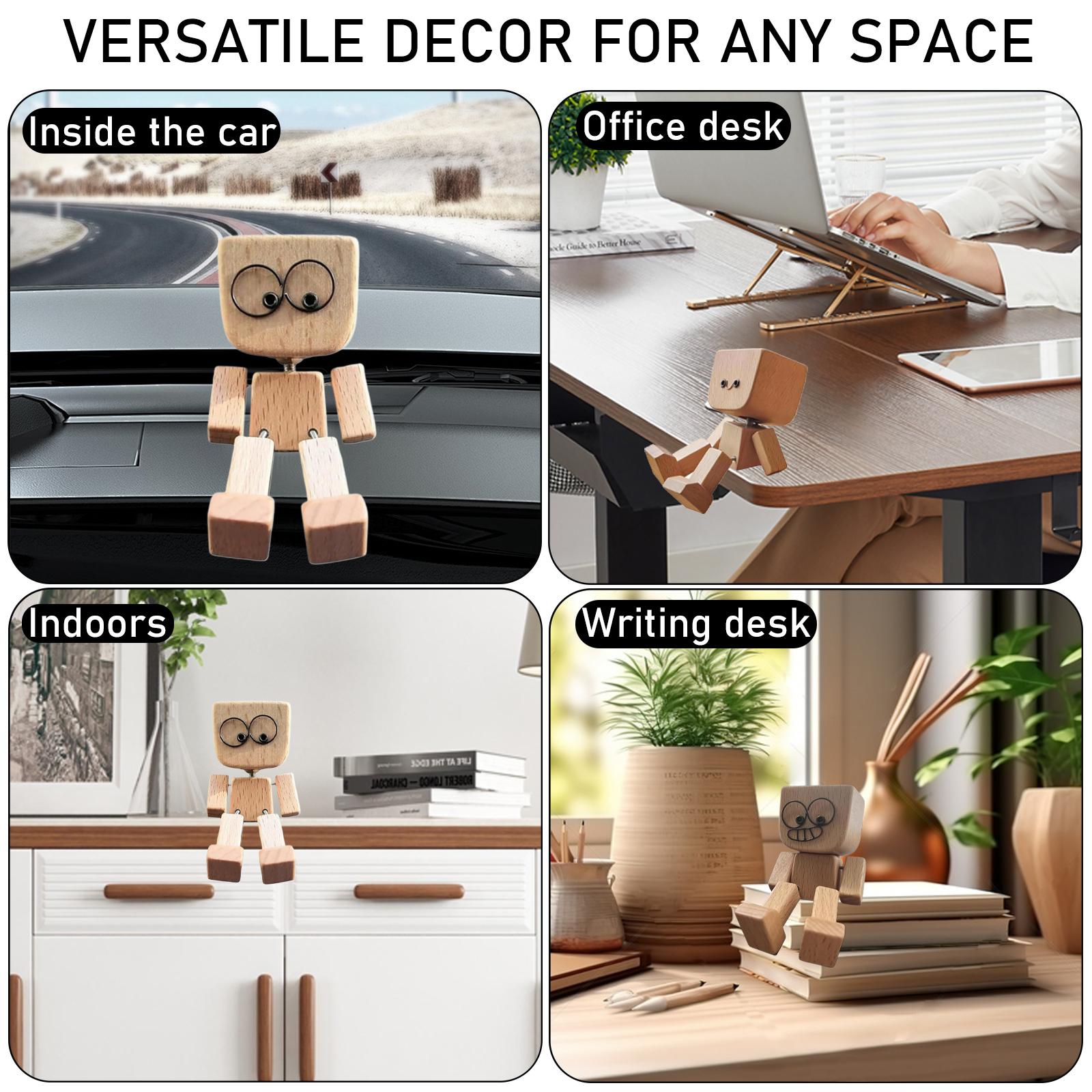 New Wiggling Wooden Figure Wooden Doll with 12 Magnetic Face Expressions Handmade Wooden Wiggle Ornament Creative Gift