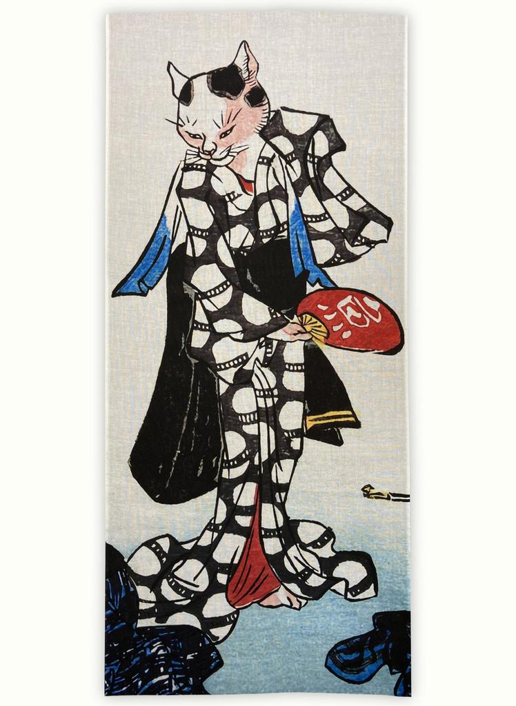 Tenugui by Utagawa Cat In a Yukata Ukiyo-e (hand Towel) Kuniyoshi,