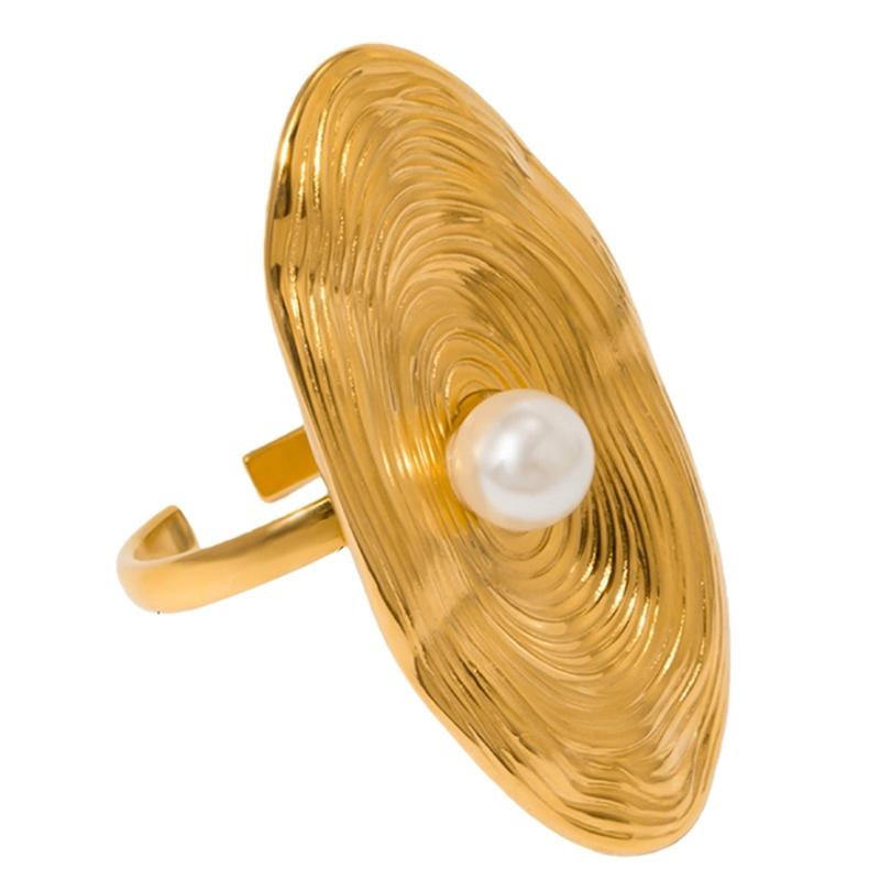 

Delicate Dating Rings Flower Shape Opening Rings Finger Jewelry Stainless Steel Texture for Party and Daily Wear
