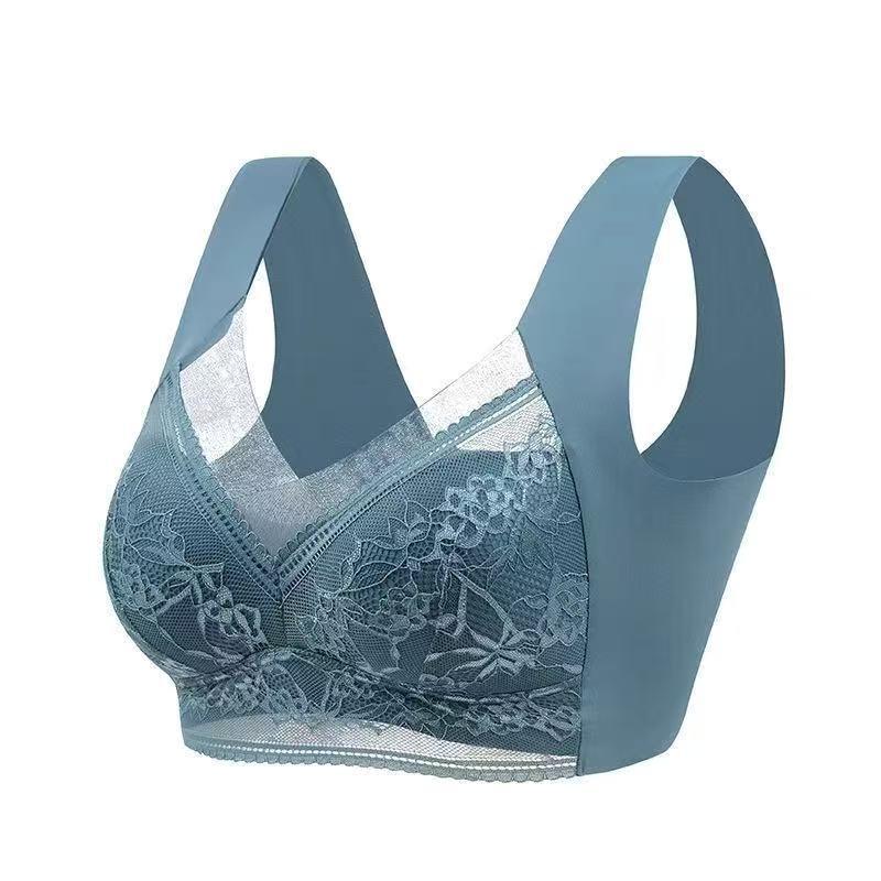 

Popular Plus Size Lace Wire-Free Ice Silk Seamless Breathable Bra for Beautiful Back and Slimmer Look. 3L (120-140 kg)